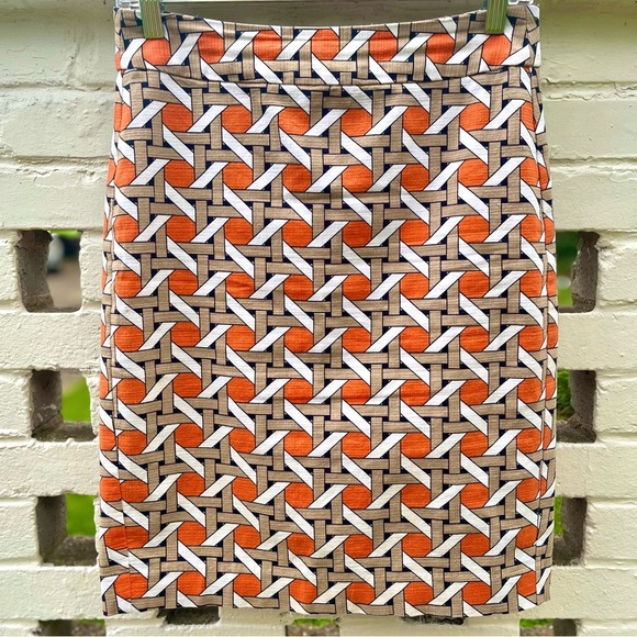 Banana Republic Dresses & Skirts - Banana Republic Orange White Navy Patterned Pencil Skirt Size 2